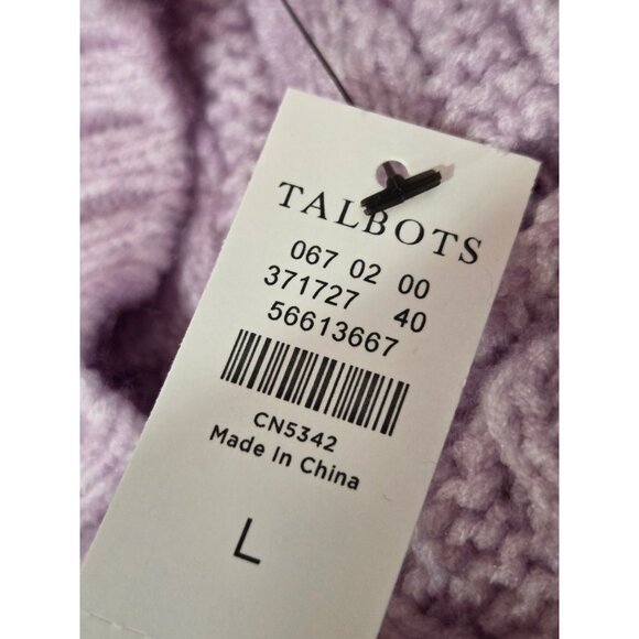 NWT! Talbots Chunky Cable Knit Poncho Lilac Size Large Mockneck Cozy Warm Boho - Picture 7 of 10